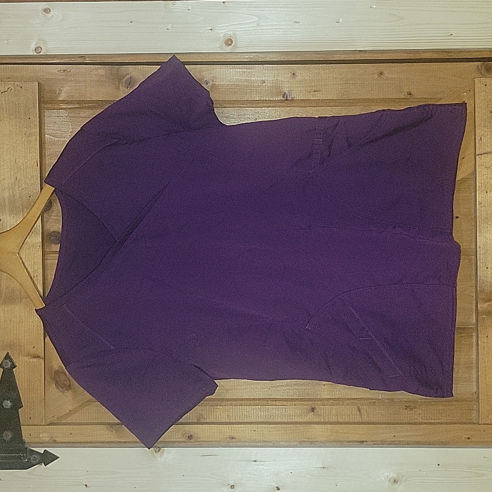 Eggplant V Neck Short Sleeve Scrub Top